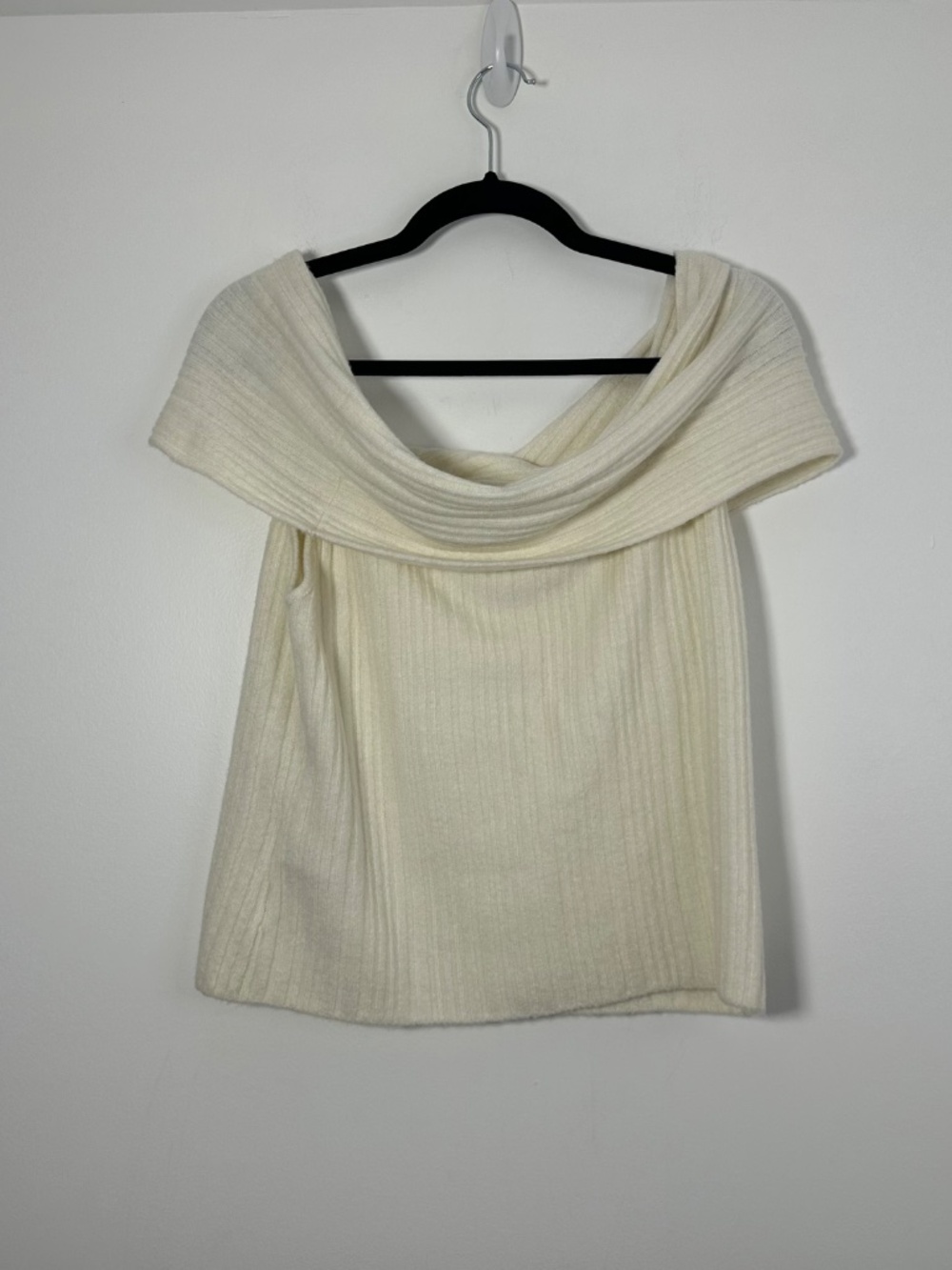 NEW Abercrombie &Fitch Ribbed Foldover Off-The-Shoulder Sweater Top Womens Large - Picture 3 of 9